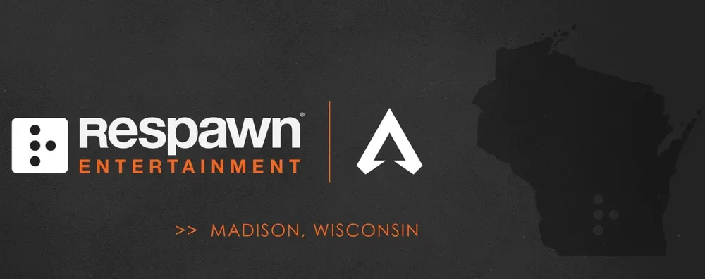 Text: Respawn Entertainment. Madison, Wisconsin Image: Grey background, silhouette of the state of Wisconsin.