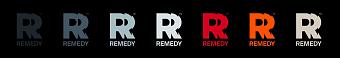 Variations of the new Remedy Entertainment logo in different colors