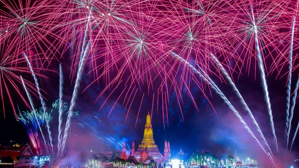 Fireworks in the sky on New Years.