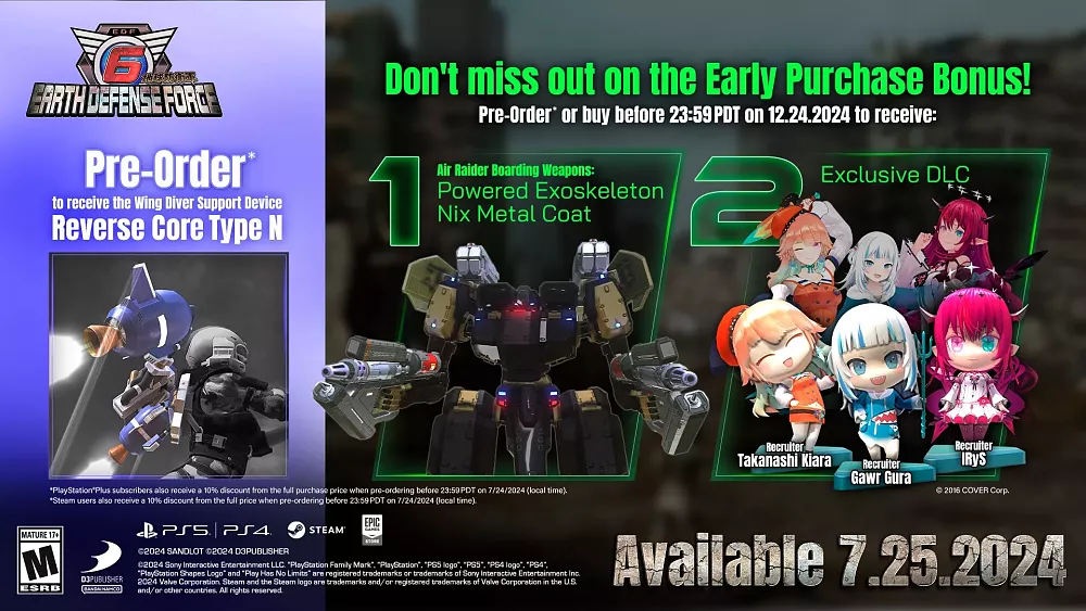 Pre-order items shown off for Earth Defense Force 6.