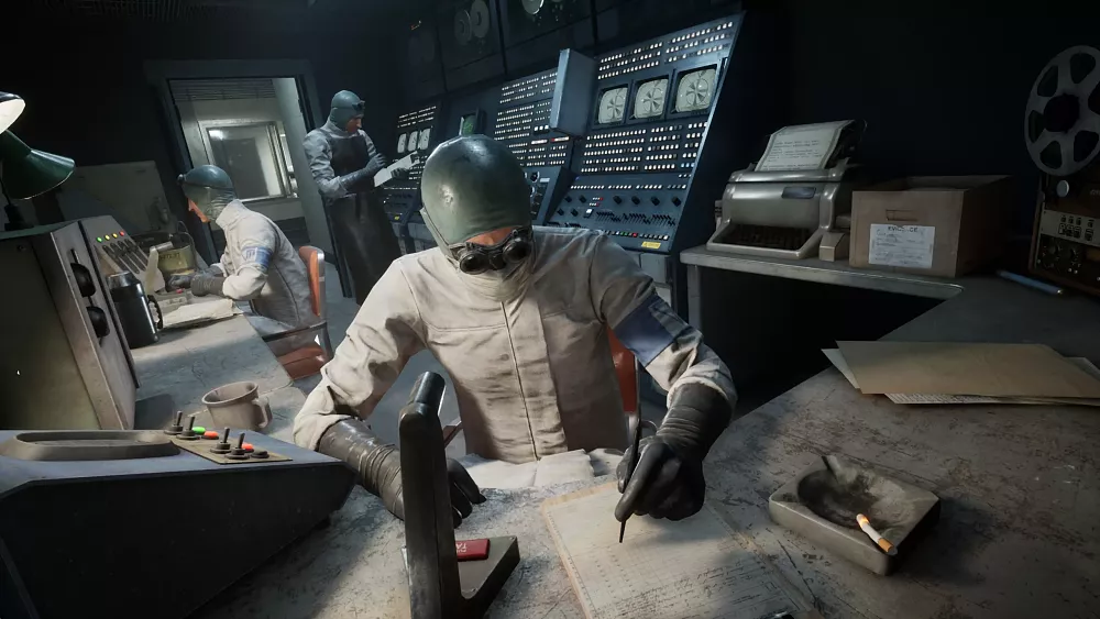 Screenshot of scientists from The Outlast Trials game.