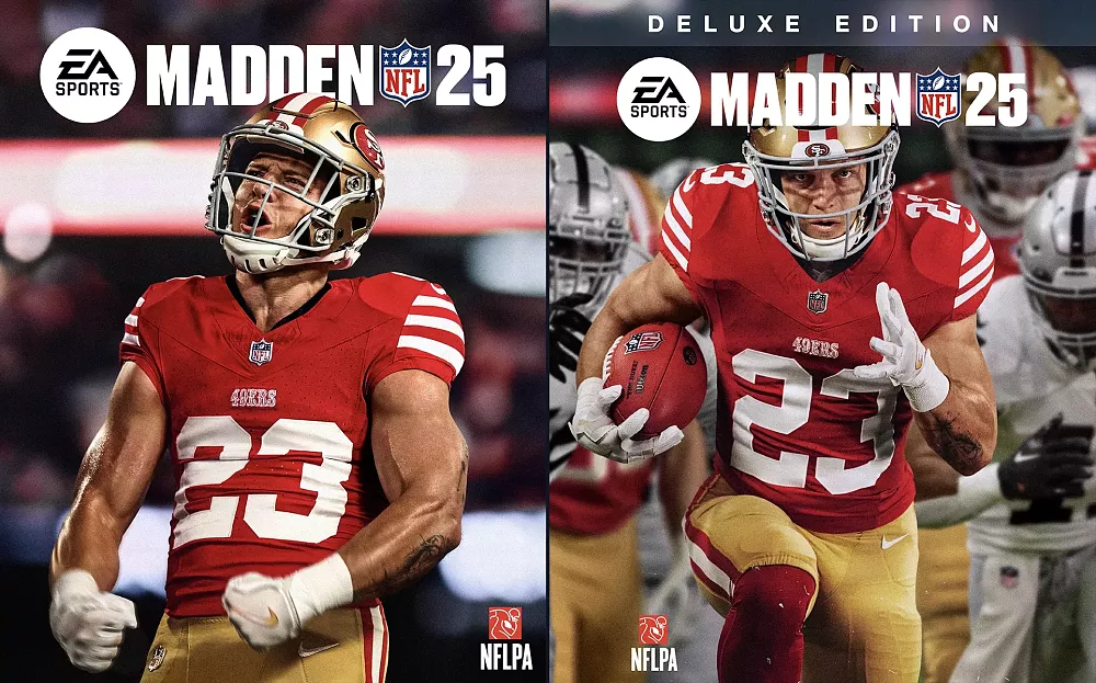 Christian McCaffrey from the 49ers on the cover of EA Sports Madden NFL 25.