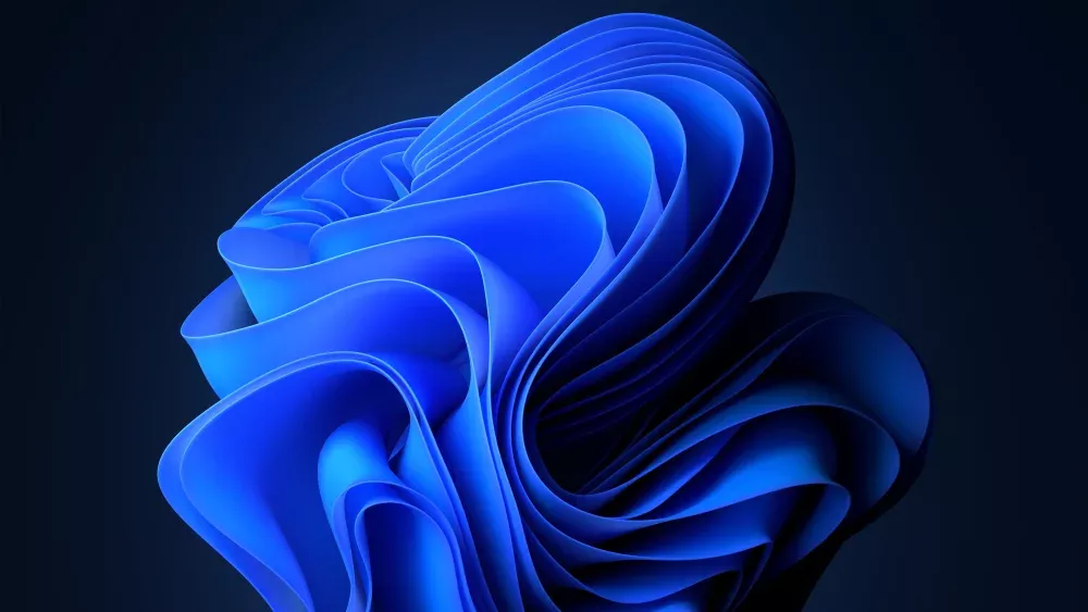 The 'Bloom' wallpaper default for Windows 11 in Dark Mode.
