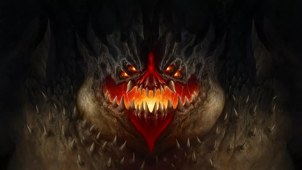 A close-up of the face of the lesser evil Azmodan.