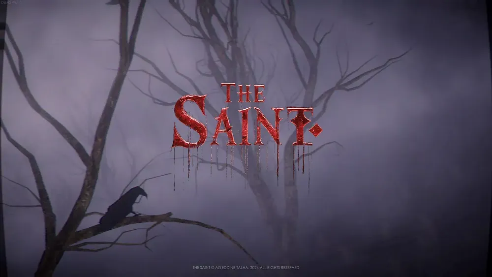 Key art showing the title in dripping blood red font over a foggy forested scene.