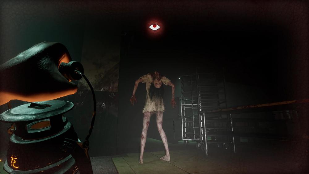 A creepy enemy from a horror game bent over backwards the wrong way.