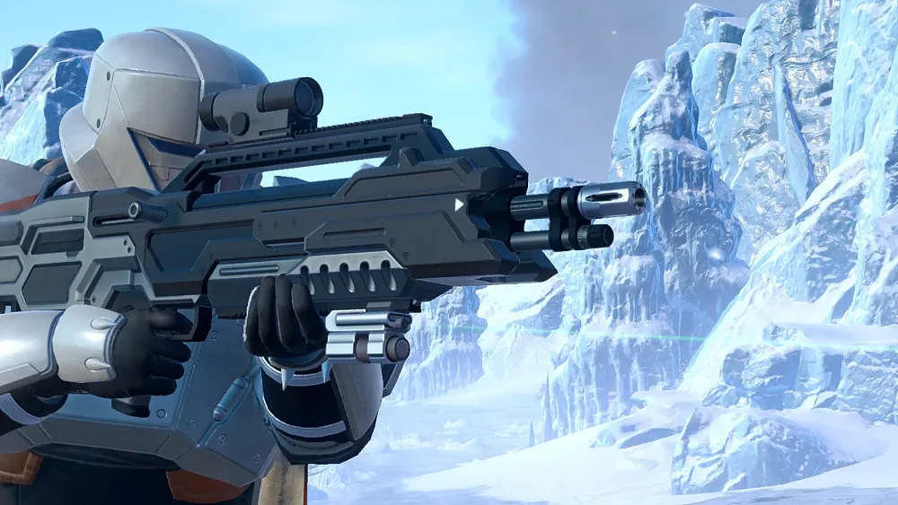 A space marine holding an assault rifle.