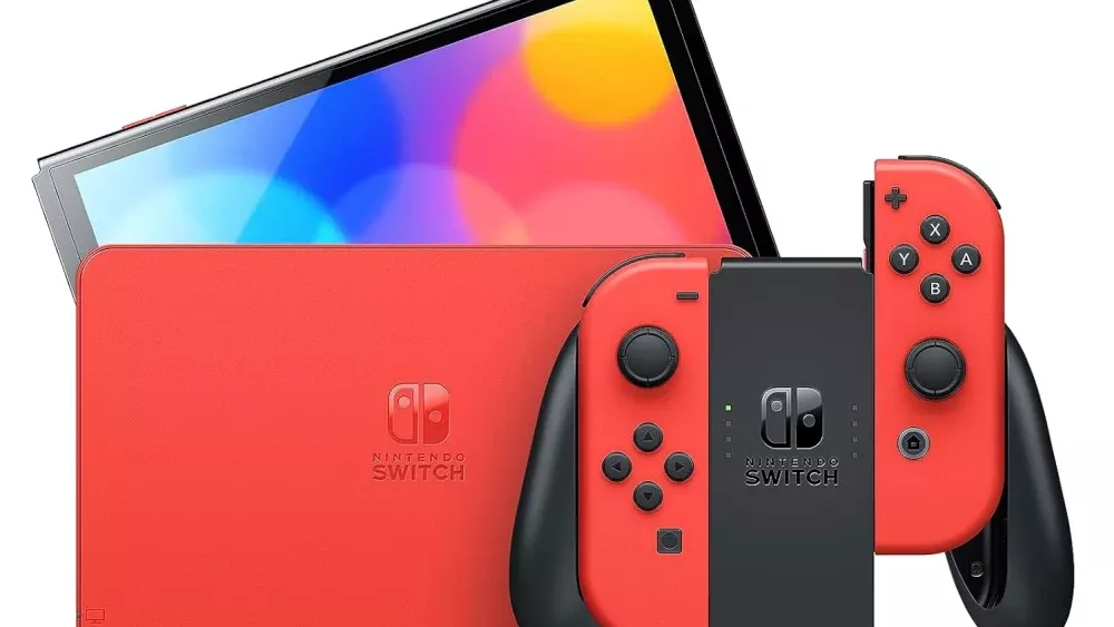 A Nintendo Switch game console.