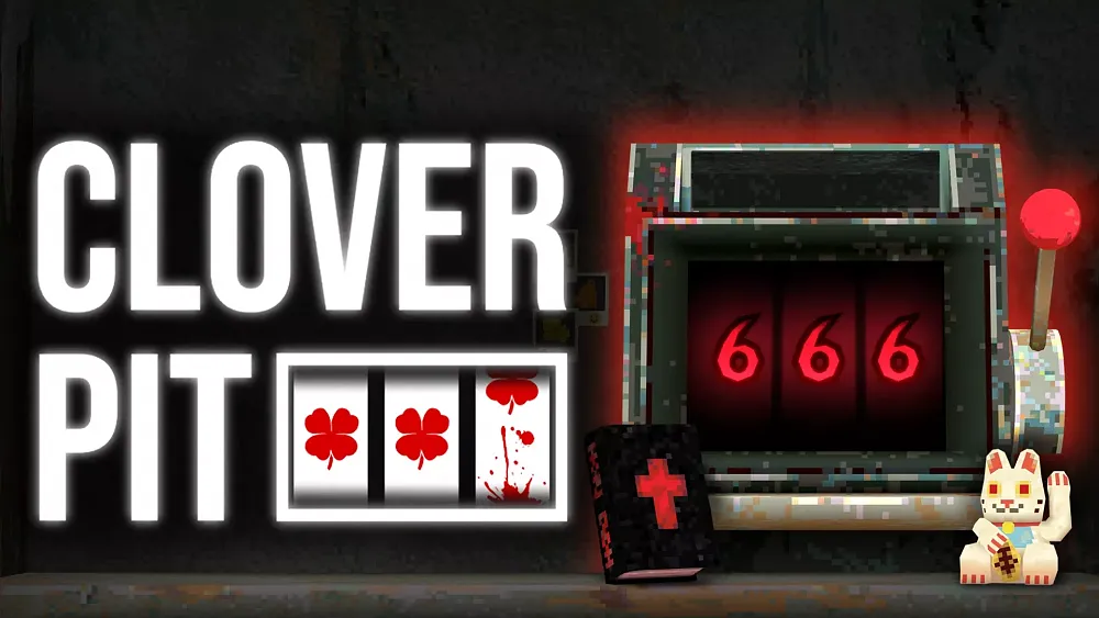 Title, CloverPit, next to an image of a slot machine.