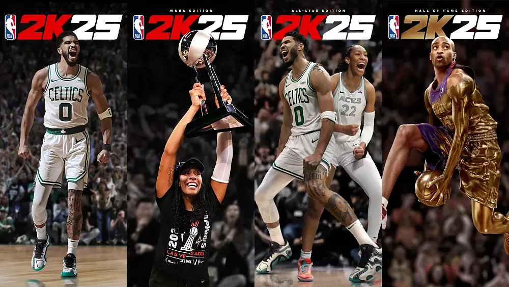 Four different covers for NBA 2K25.