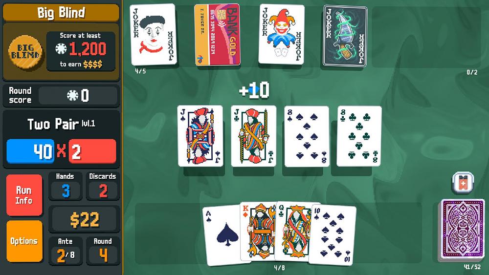 Screenshot of a card game that looks similar to poker.