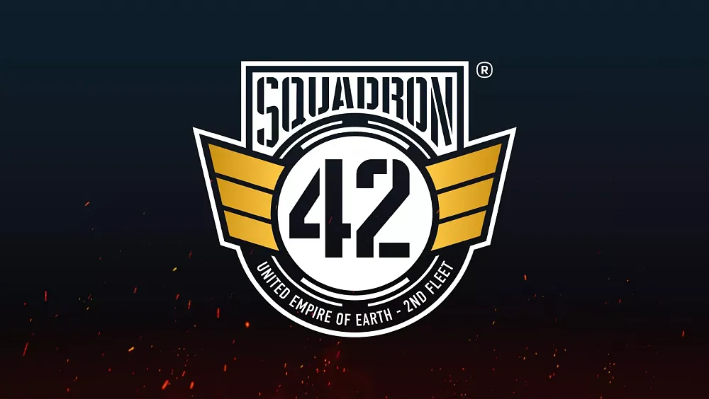 The logo for Squadron 42 from Cloud Imperium Games. The bottom of the logo under the title says United Empire of Earth - 2nd Fleet.