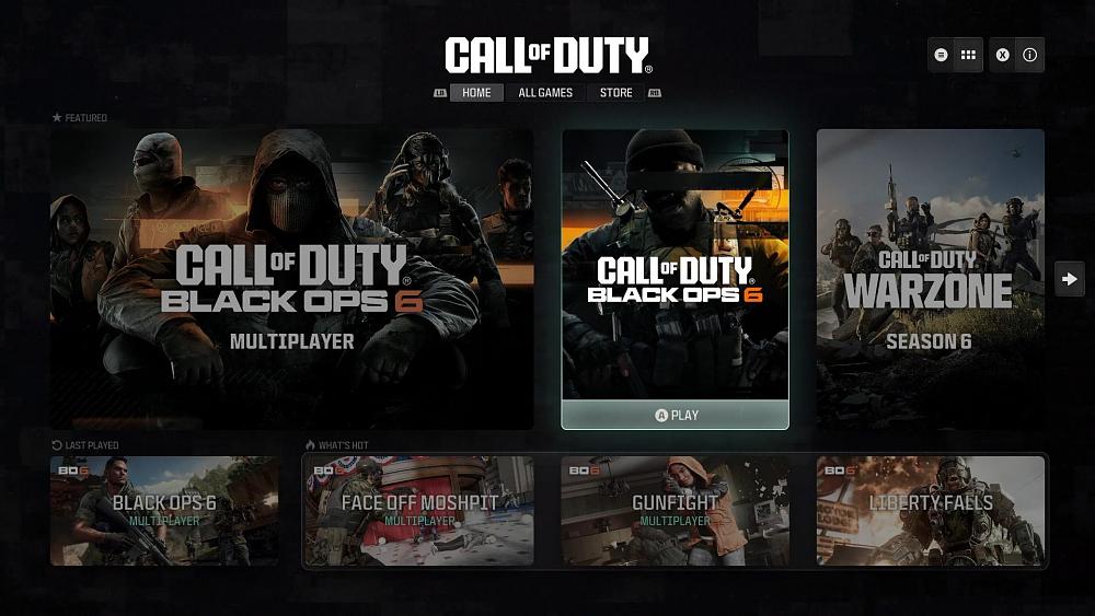 A user interface update for Call of Duty HQ, an app that is used to launch into the various Call of Duty titles installed on your system. It shows squares and rectangles of different Call of Duty experiences that you can select to launch.