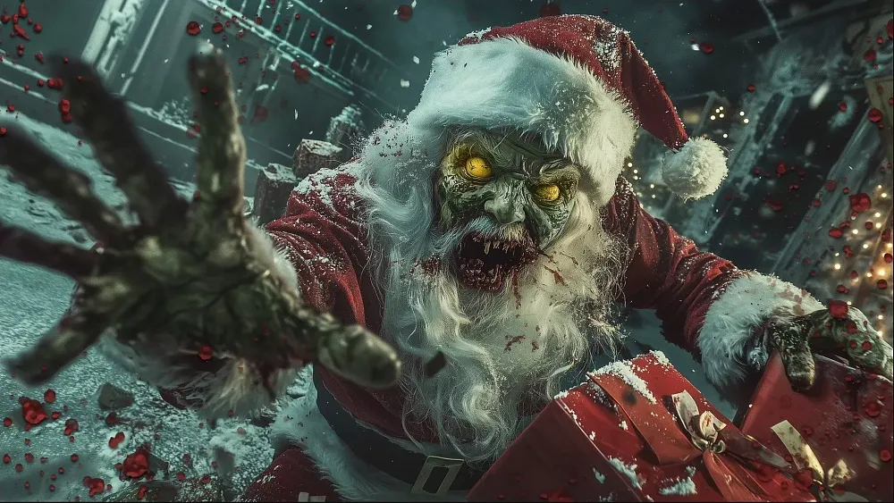 A six-fingered zombie Santa from a Call of Duty loading screen that many players believe to be AI-generated.