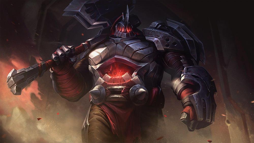 Some human-like being with very thick looking iron or stone armor and a mini-metal working furnace in the chest area. They are holding a big, heavy hammer or double bladed axe.
