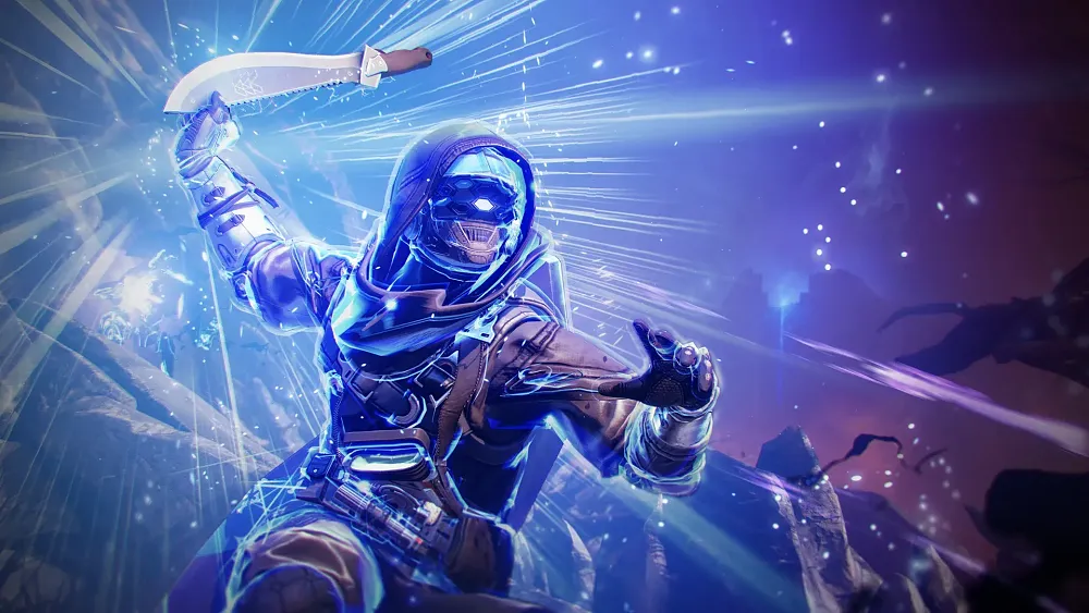 A Destiny 2 Guardian holding an electrified blade