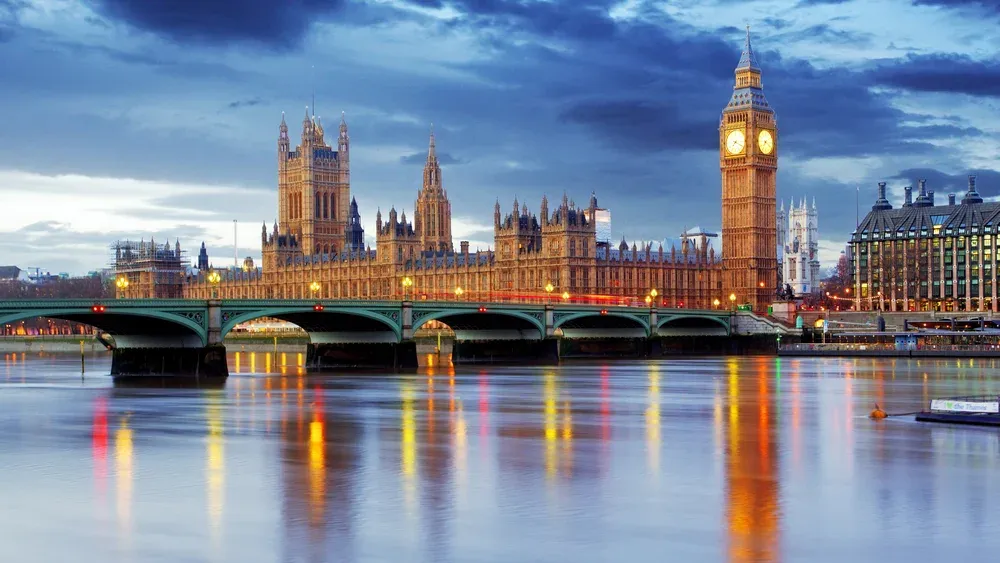A photo of buildings along the Danube in the United Kingdom.