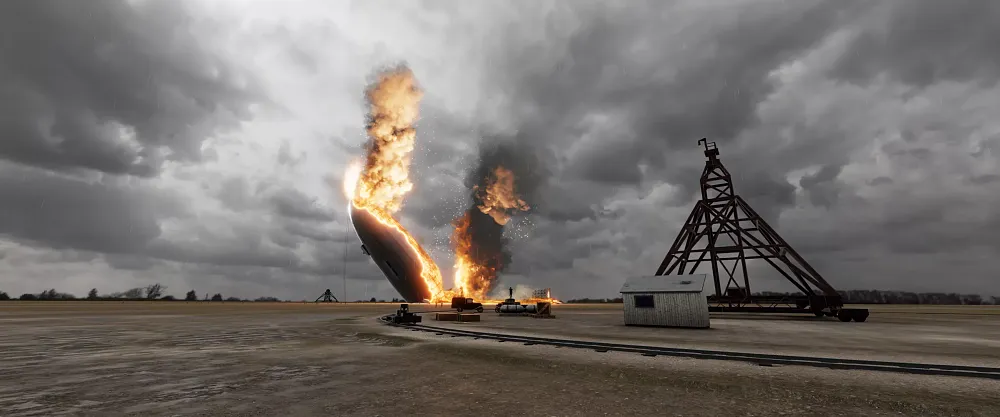 A virtual representation of the Hindenburg disaster.