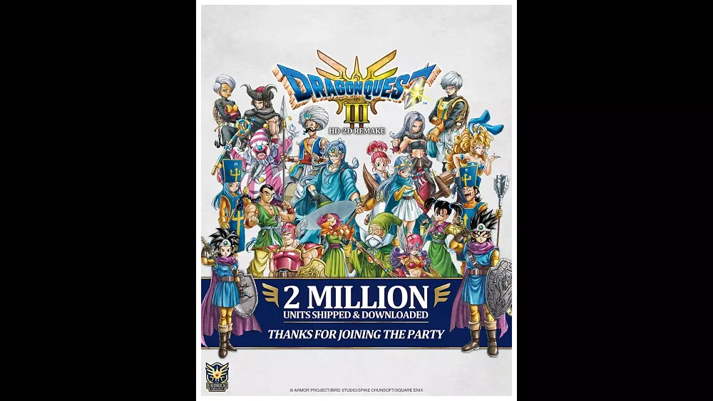 Art boasting about Dragon Quest 3 HD-2D Remake selling over 2 million copies.