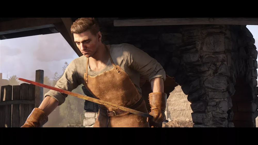 A blacksmith forging a sword in medieval times.