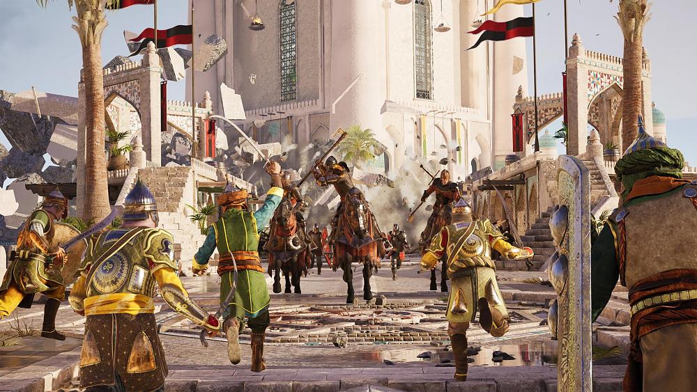 Medieval warfare between two warring factions.