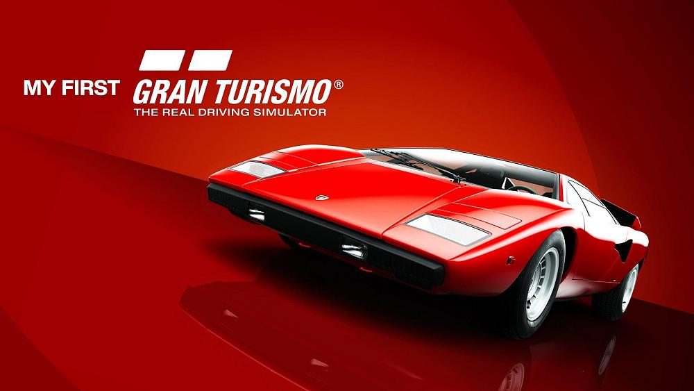 Text: My First Gran Turismo. Image: A red sportscar.