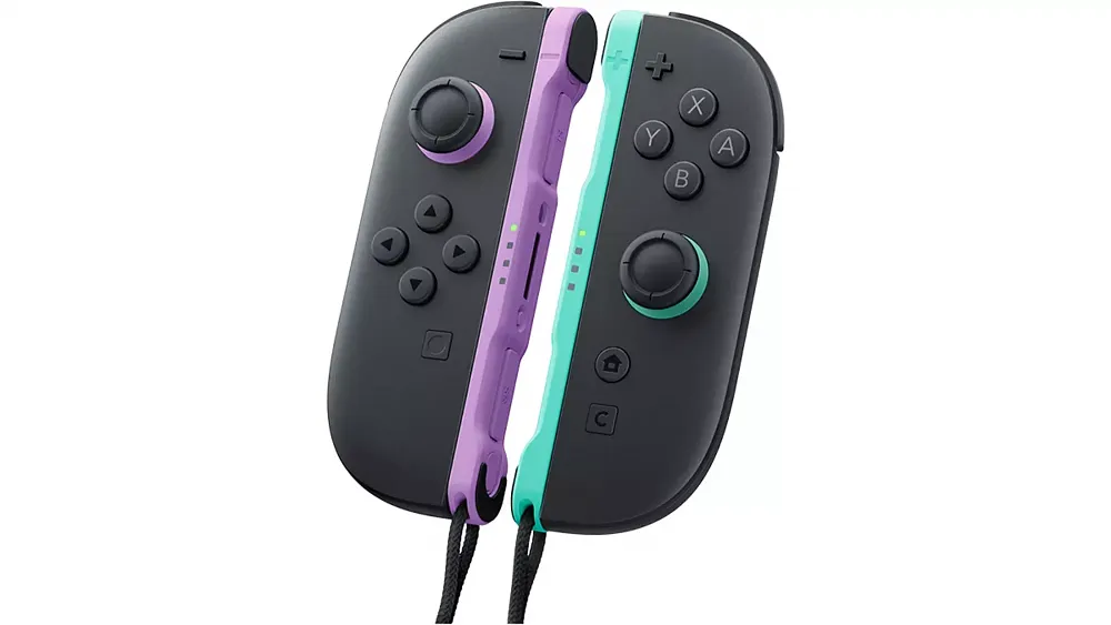 Photo of the new Light Purple and Light Green colors for the Switch 2 Joy-Con controllers.
