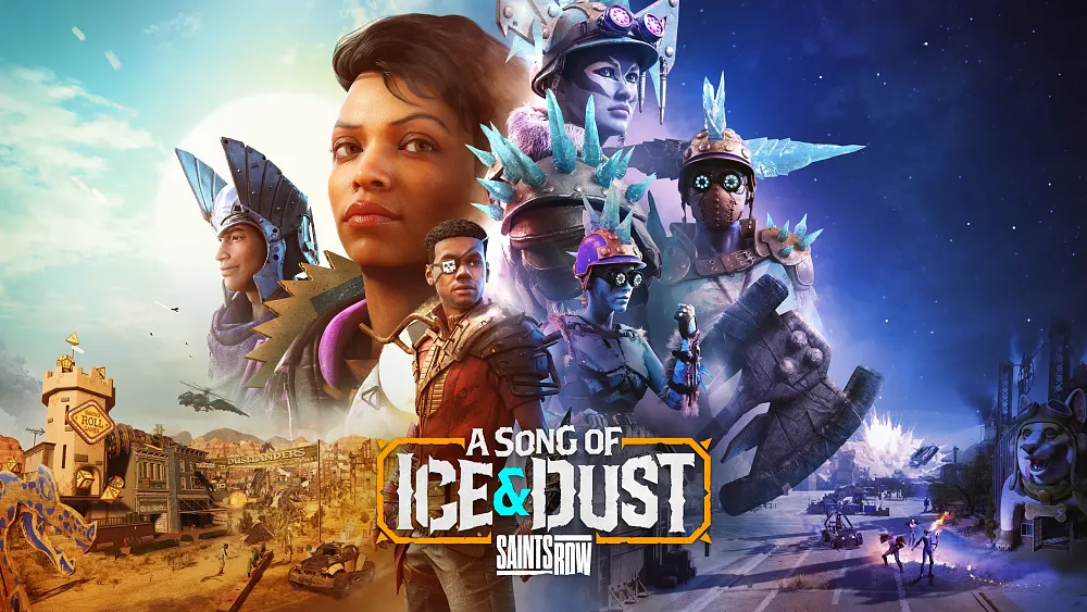 Artwork showing characters and the title for A Song of Ice and Dust DLC for Saints Row.