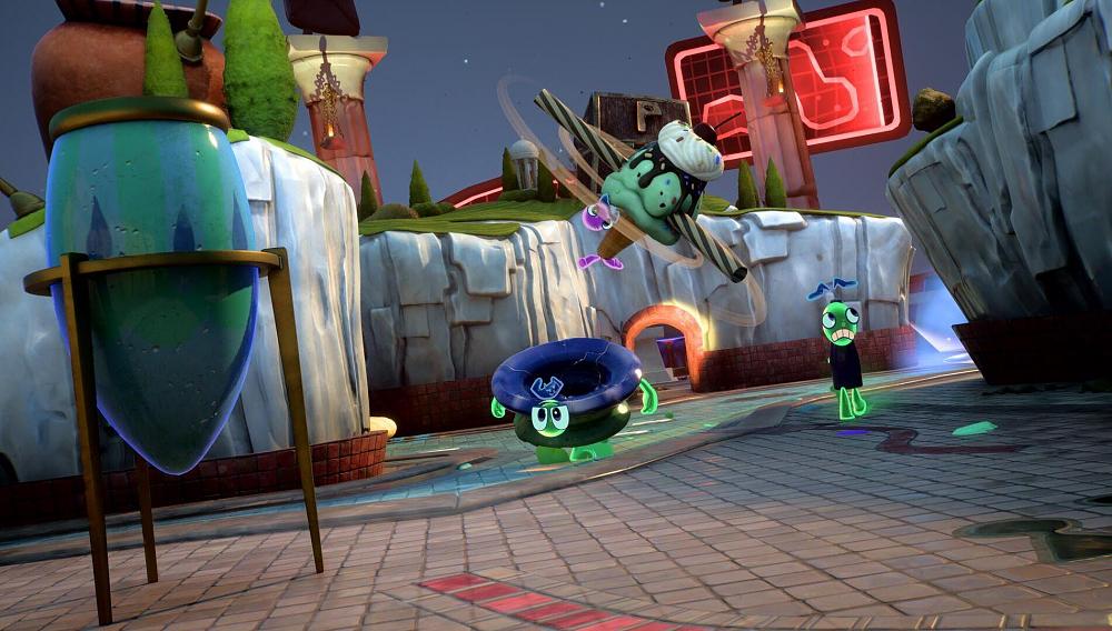 Screenshot from the game Kiln, where you create ceramic fighters that do battle in 4v4 multiplayer mayhem.