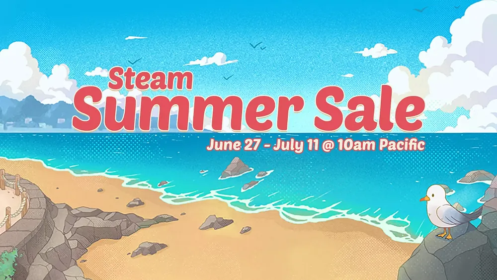 Art for the upcoming Steam Summer Sale 2024, starting June 27 at 10AM and ends July 11 at 10AM PT.
