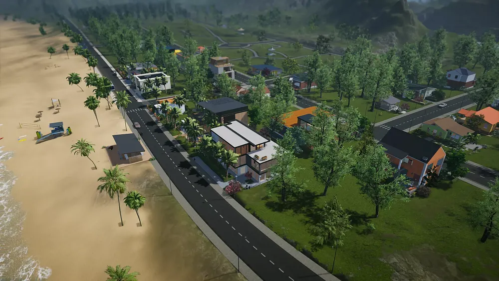 An image from a life sim game where the player has an isometric view of a neighborhood.