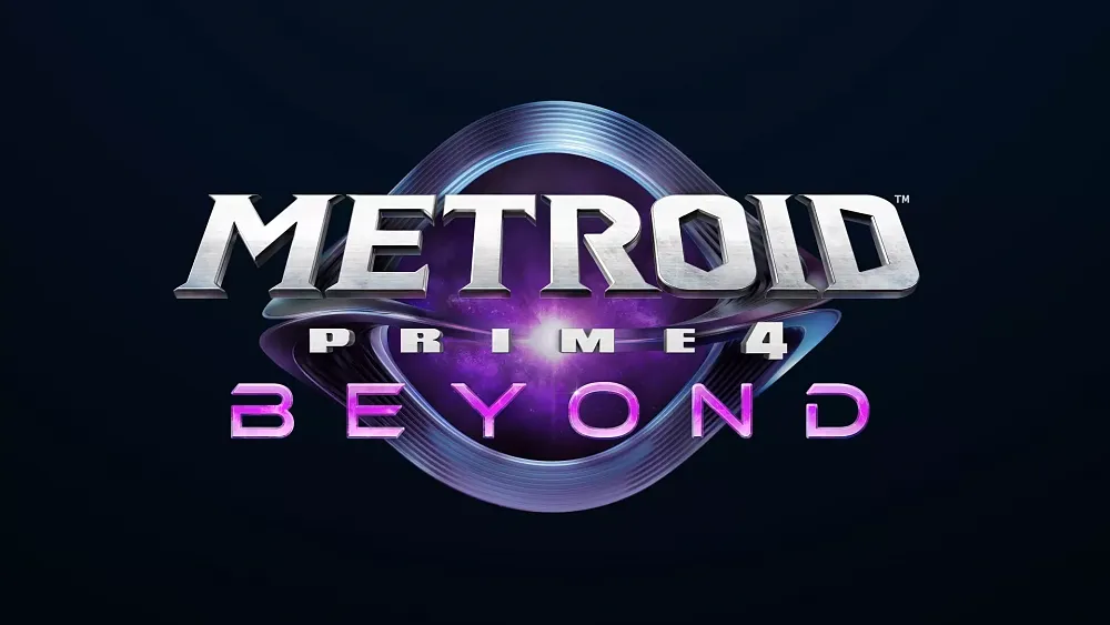 Black and purple logo for Metroid Prime 4: Beyond.