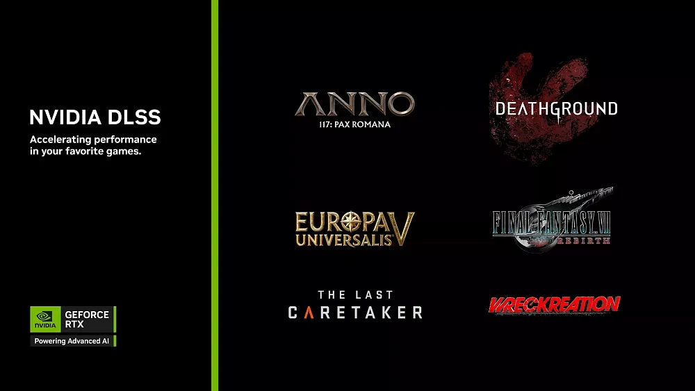 A handful of games that support DLSS 4 technologies from Nvidia.