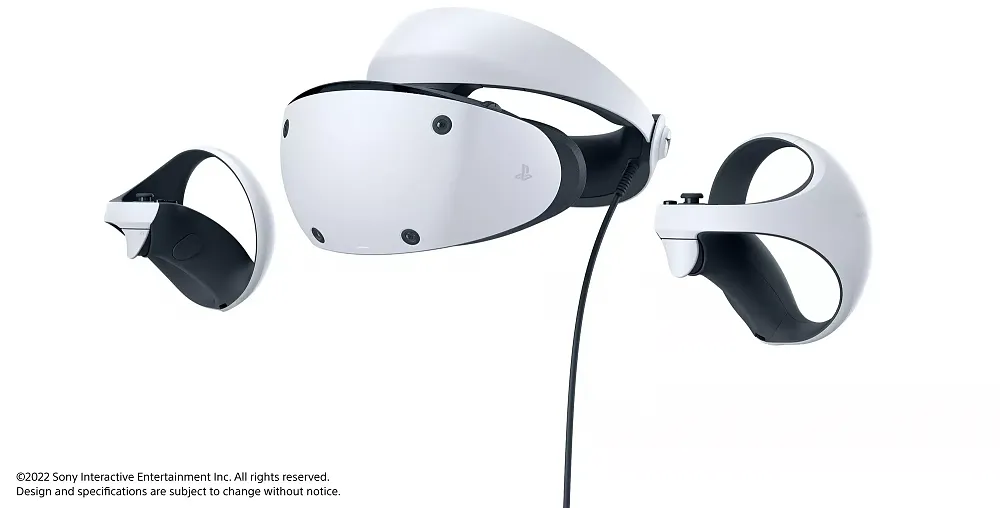 A white VR headset and controllers.
