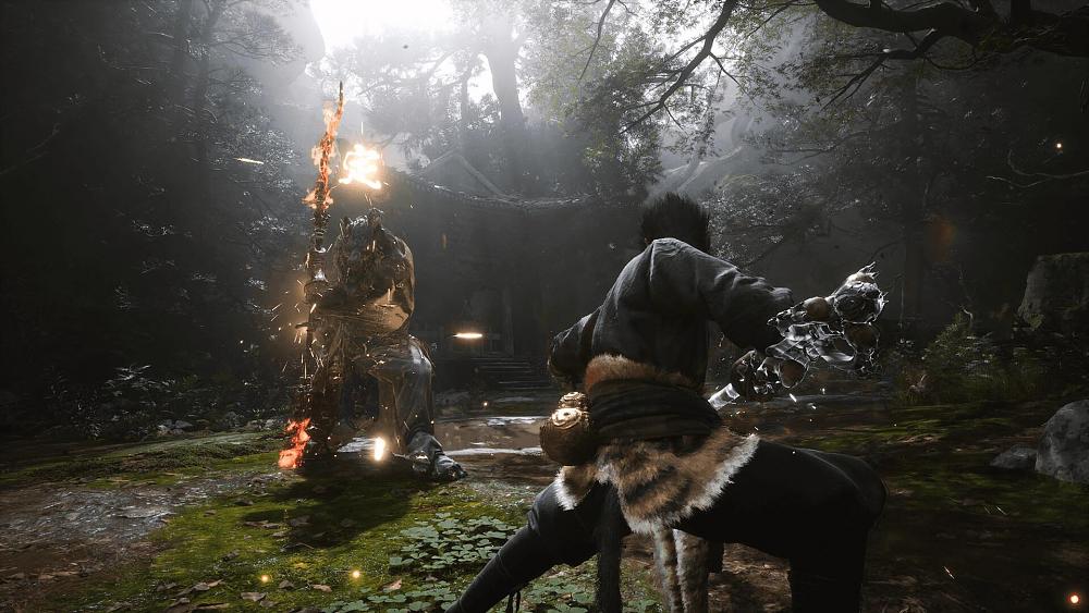 Wukong, a monkey-man fighter, fighting a staff using tiger-man.