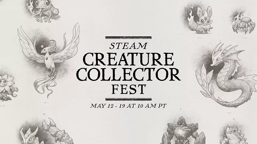 Promo art. It says Steam Creature Collector Fest. May 12-19 at 10AM PT.