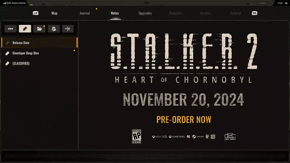 Delay of Stalker 2 announcement, now set to release November 20, 2024..