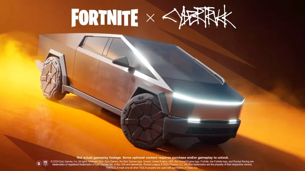 A low poly vehicle designed by Elon Musk and Tesla that they claim is a truck.