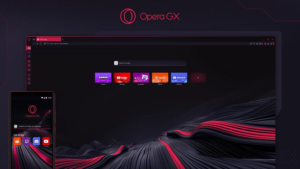 A mockup of the new update and user interface for Opera GX browser.