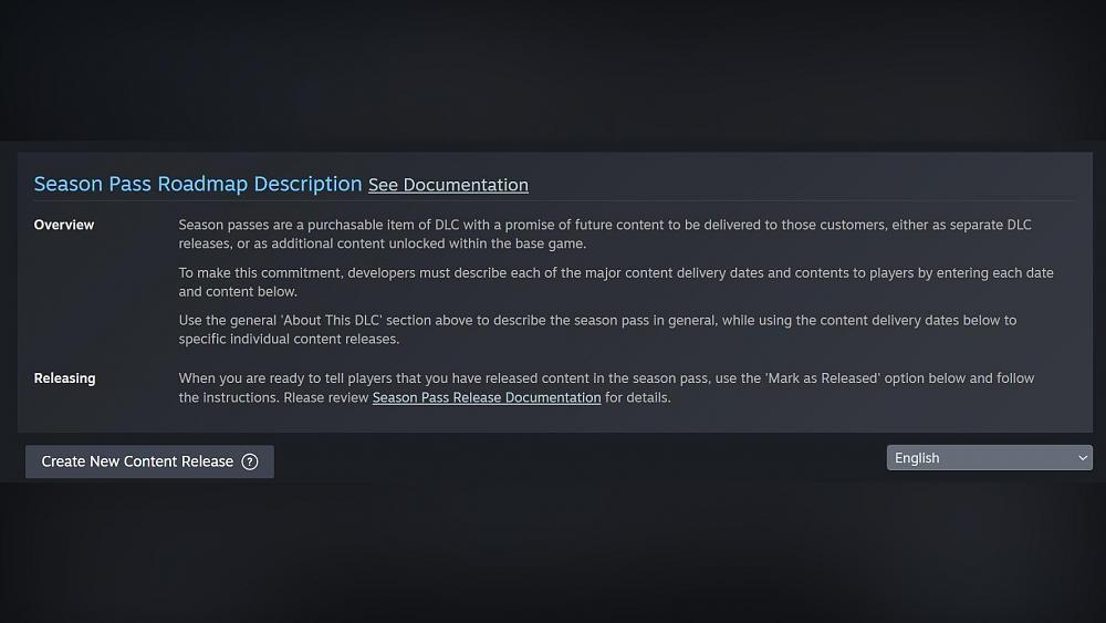 Image showing requirements and information game publishers will need to adhere to for adding Season Passes to Steam.