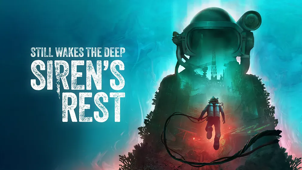 Key art for the Siren's Rest expansion for Still Wakes the Deep, an underwater horror title.