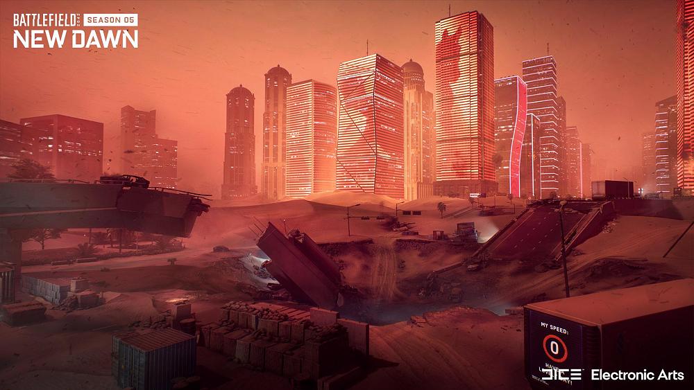 Image of the reworked version of the sandy map Hourglass in Update 5.2 for Battlefield 2042.