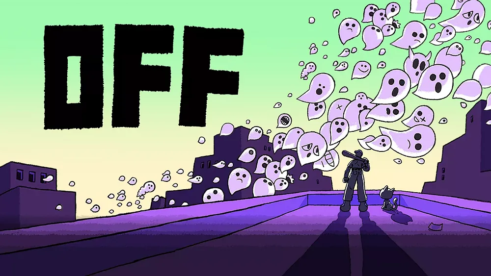Key art showing a swarm of ghostly figures and the silhouette of a man standing.