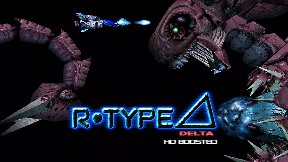 Key art showing the title, a space ship, and a giant monster that the ship is fighting against.