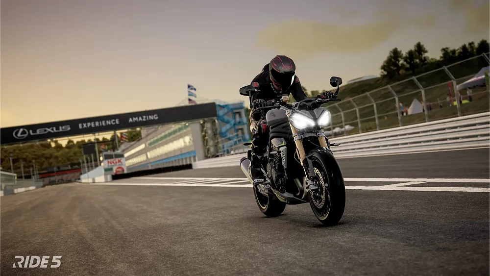 Screenshot from Ride 5 showing a person riding a motorcycle.