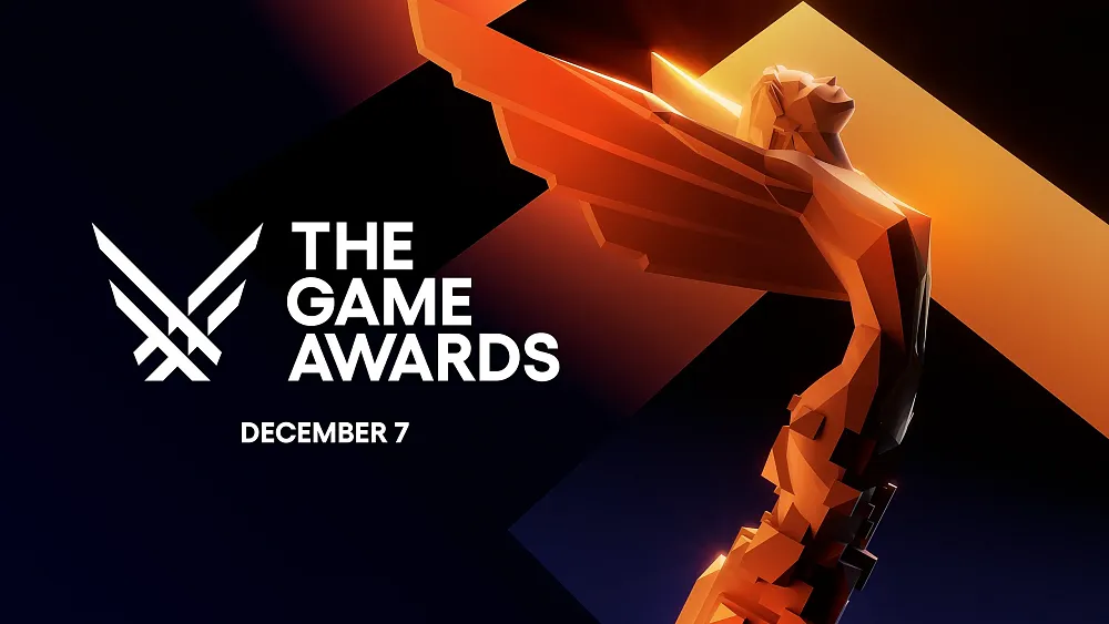 Text: The Game Awards. December 7. Image: The Game Awards award statue seen in profile on the right side.