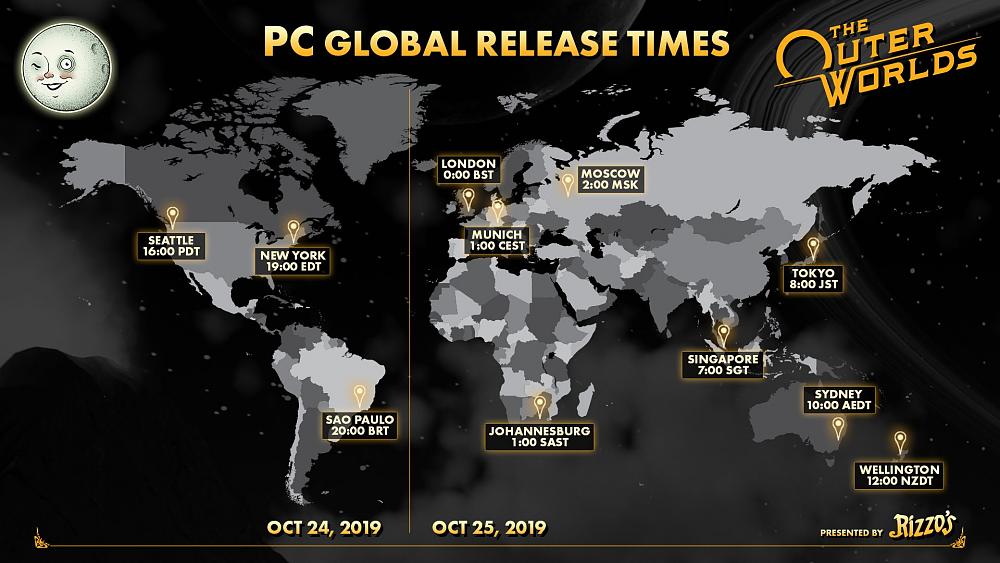 The Outer Worlds PC release times