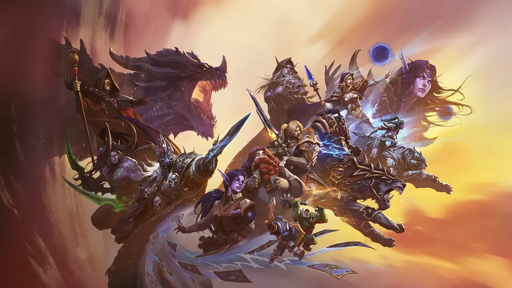 A collage of numerous characters from 30 years of the Warcraft franchnise.