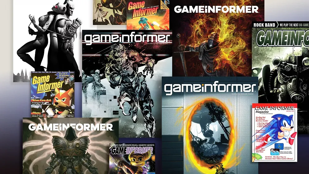 A collage of Game Informer magazine covers from over the years.