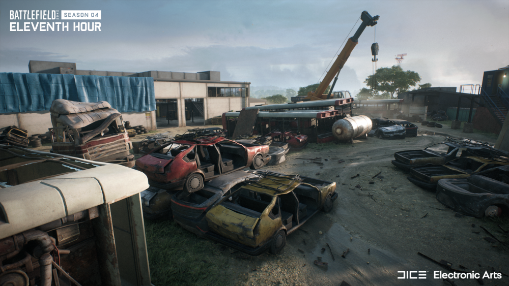 Image showing a junkyard area in a Battlefield 2042 map, Discarded.